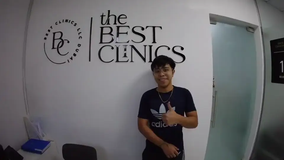 Video still of a patient sharing their experience at the dental clinic