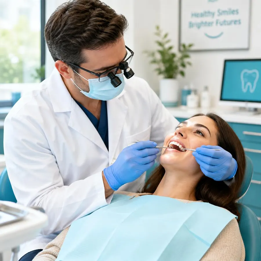 Dentist examining a patient's teeth